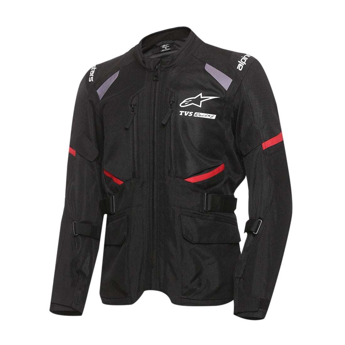 TVS Racing x Alpinestars Touring Riding Jacket with CE Level 2 Nucleon Plasma Armor, 600D Abrasion Resistant Shell, 310 GSM Mesh Ventilation, Reflective Panels, Cargo Pockets Motorcycle Touring Jacket